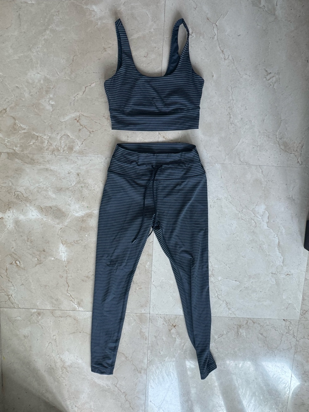 Avalanche Black & Gray Striped Kids Leggings